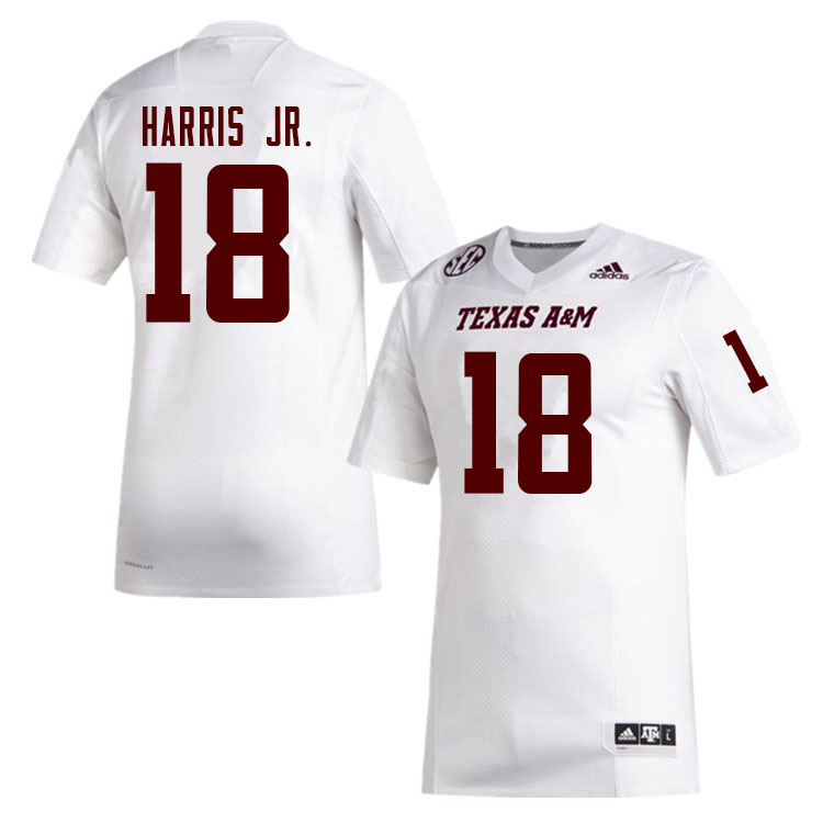 Men #18 Donell Harris Jr. Texas A&M Aggies College Football Jerseys Sale-White - Click Image to Close